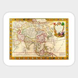 Guillaume Danet - Asia Map 1732 -  Ancient World Maps Sticker